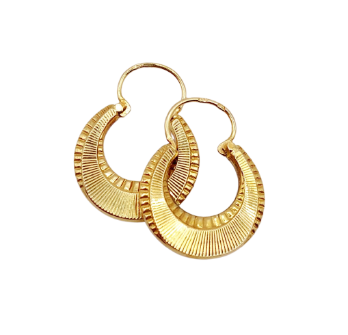 Créoles Art déco en or 18k à motifs géométriques