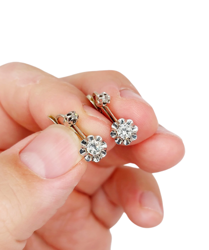 Dormeuses Art déco en or blanc 18k et diamants