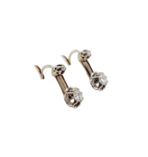 Dormeuses Art déco en or blanc 18k et diamants