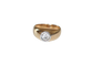 Bague jonc en or jaune, or blanc et diamant taille ancienne