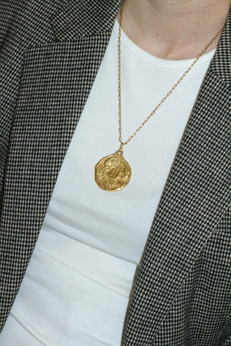 Pendentif Médaille astrologique Cancer - Pendentif en or jaune années 70 58 Facettes