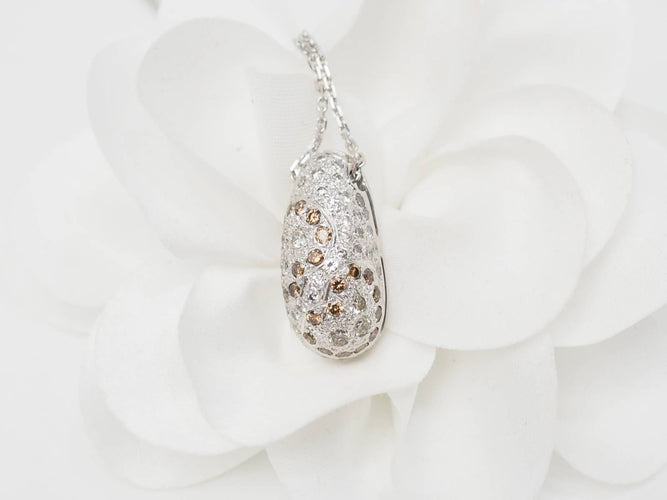 Collier Collier - Pendentif dôme en or blanc et diamants 58 Facettes 27313/27307