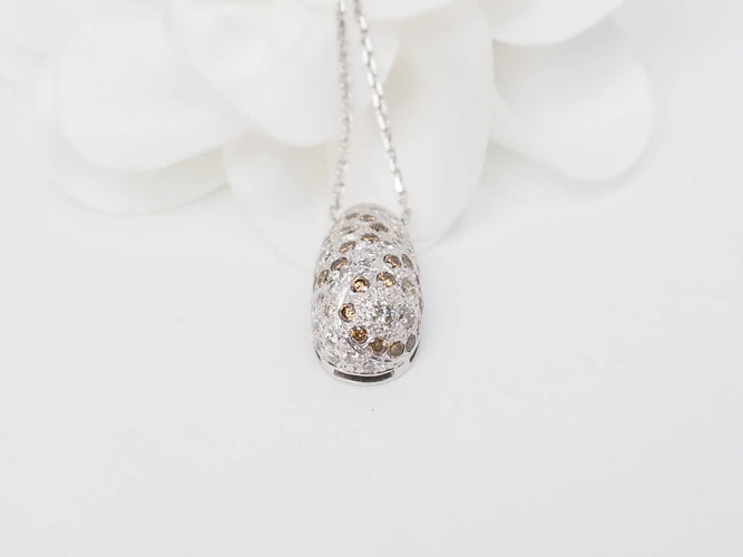 Collier Collier - Pendentif dôme en or blanc et diamants 58 Facettes 27313/27307