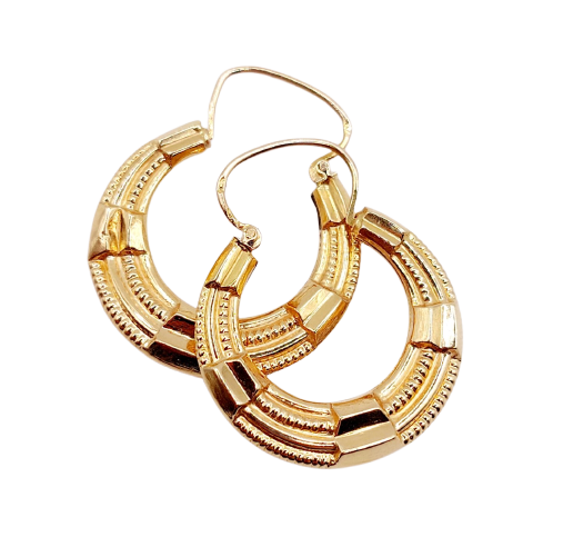 Créoles Art déco - Boucles d'oreilles en or rose 18k