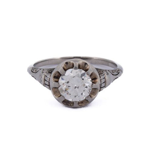 Bague 55 Bague ancienne en or blanc 18k avec diamant 58 Facettes AN570 P20 (00029)