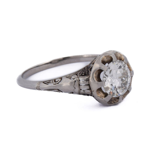 Bague 55 Bague ancienne en or blanc 18k avec diamant 58 Facettes AN570 P20 (00029)