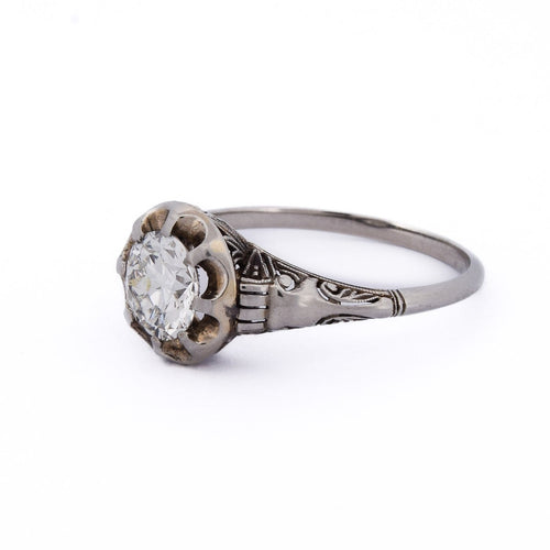 Bague 55 Bague ancienne en or blanc 18k avec diamant 58 Facettes AN570 P20 (00029)