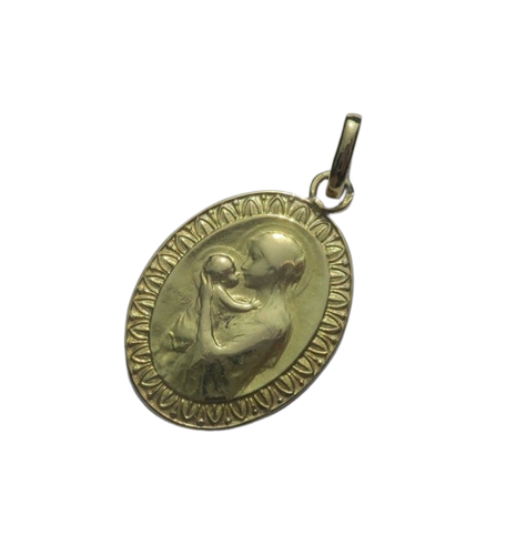 Dropsy - Pendentif médaille Vierge à l’Enfant en or jaune