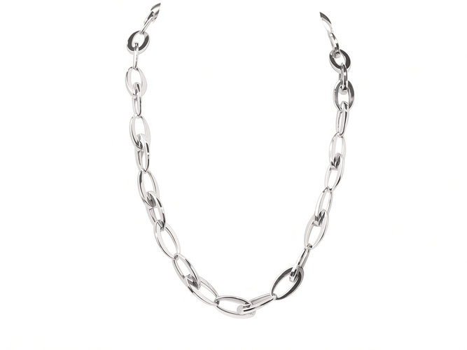 Collier Collier en or blanc 18 carats à maillons ovales – 25 g 58 Facettes 23426