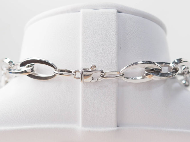 Collier Collier en or blanc 18 carats à maillons ovales – 25 g 58 Facettes 23426