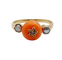 Bague antique en or 18K, corail, diamant et perles