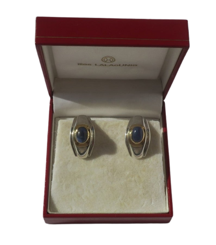 Ilias Lalaounis - Boucles d’oreilles clips en argent, or jaune et saphirs