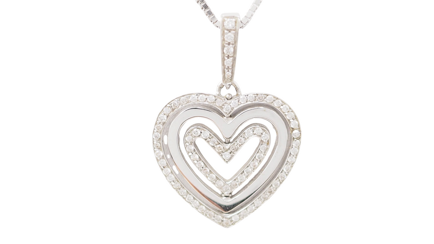 Collier Collier pendentif multi-cœurs en or blanc et diamants 58 Facettes 21089