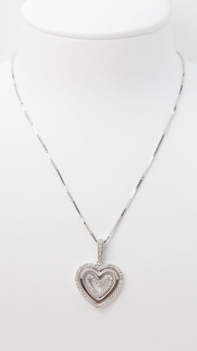Collier Collier pendentif multi-cœurs en or blanc et diamants 58 Facettes 21089