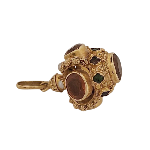 Pendentif en or jaune, citrines et pierres multicolores