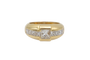 Bague chevalière en or jaune 18 carats et diamants princesse