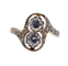 Bague toi et moi antique en or 18k, platine et diamants
