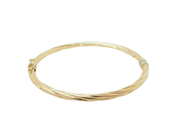 Bracelet enfant ouvrant jonc torsadé en or jaune