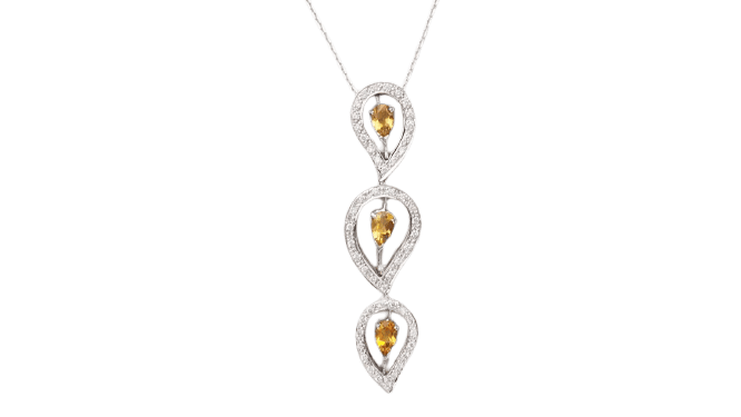 Collier Collier en or blanc 18 kt avec citrines et diamants 58 Facettes 32805b