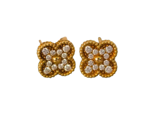 Van Cleef & Arpels Vintage Alhambra - Boucles d'oreilles en or jaune et diamants