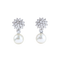 Boucles d'oreilles convertibles en or blanc 18K, diamants et perles