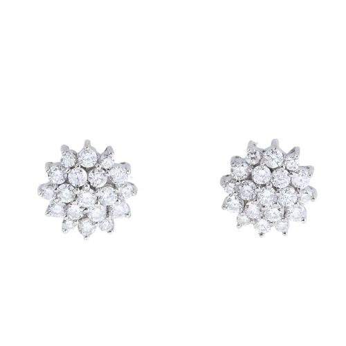 Boucles d'oreilles convertibles en or blanc 18K, diamants et perles