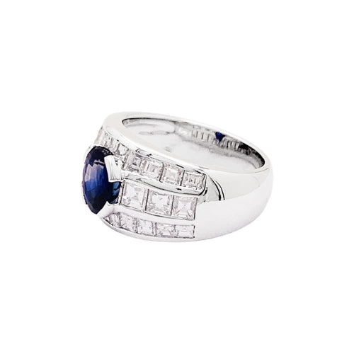 Bague 54 Bague en or blanc, saphir et diamants 58 Facettes 35625