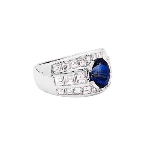 Bague 54 Bague en or blanc, saphir et diamants 58 Facettes 35625
