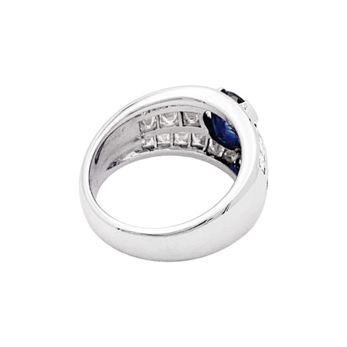 Bague 54 Bague en or blanc, saphir et diamants 58 Facettes 35625