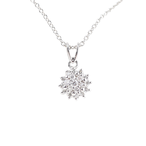 Collier pendentif en or blanc 18K et diamants