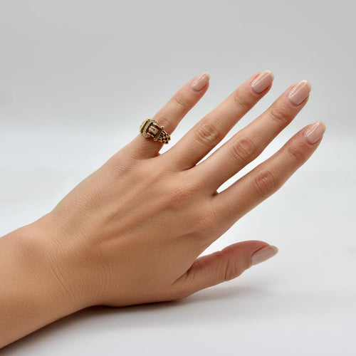 Bague 48 Bague boucle vintage en or 18K, diamants et rubis 58 Facettes A2009Q