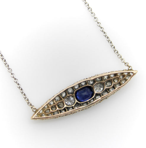 Collier Pendentif collier victorien en or 14K, diamants et saphir 58 Facettes A2009P