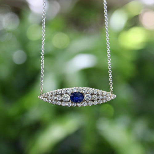 Collier Pendentif collier victorien en or 14K, diamants et saphir 58 Facettes A2009P