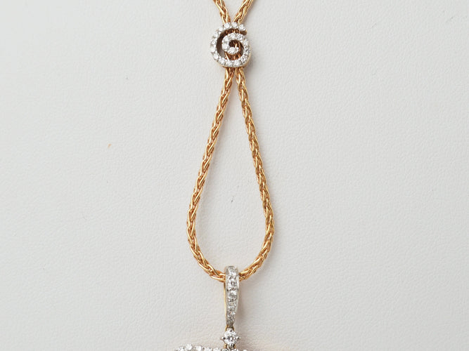 Collier Collier pendentif fleur en or rose, pierres fines et diamants 58 Facettes 33361