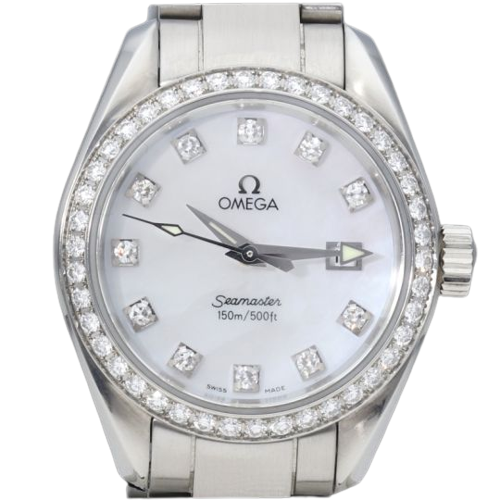 Omega Seamaster Aqua Terra - Montre Lady en acier et diamants