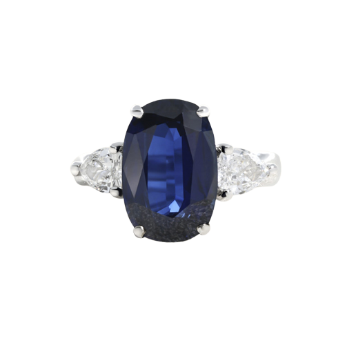 Bague en or blanc avec saphir et diamants
