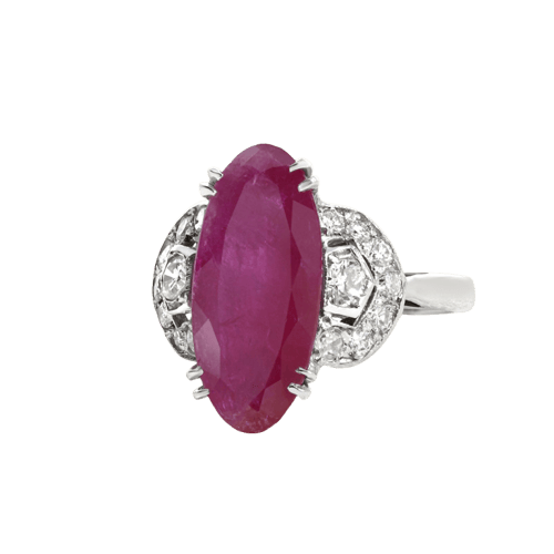Bague 50 Bague en or blanc 18 carats, rubis et diamants 58 Facettes 61200063