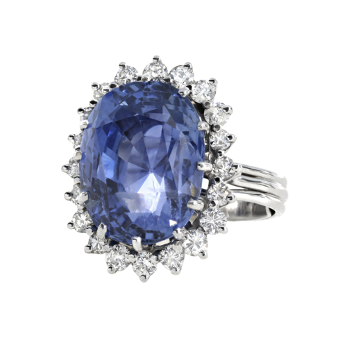 Bague en or blanc avec saphir et diamants