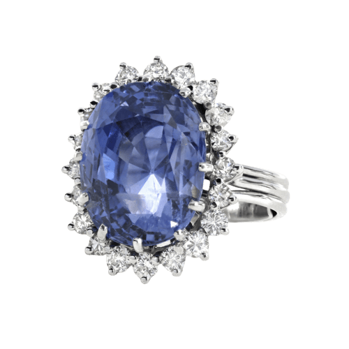 Bague 54 Bague en or blanc avec saphir et diamants 58 Facettes 61100118