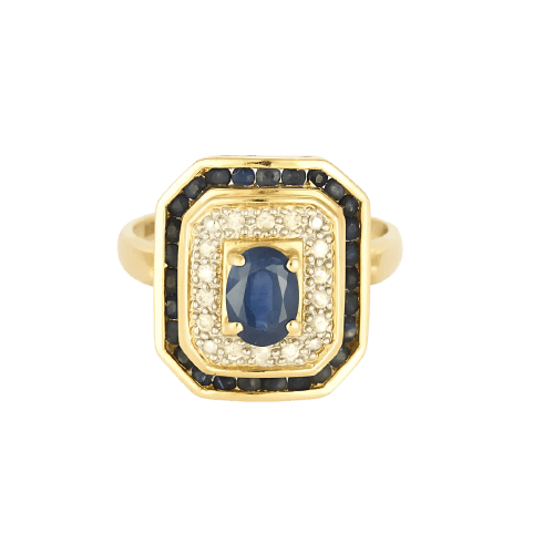 Bague 58 Bague en or jaune et gris, saphirs et diamants 58 Facettes B260198