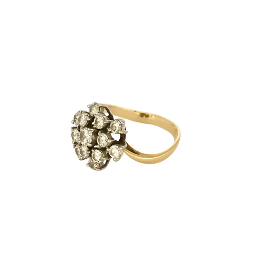Bague rétro en or jaune et or blanc avec diamants