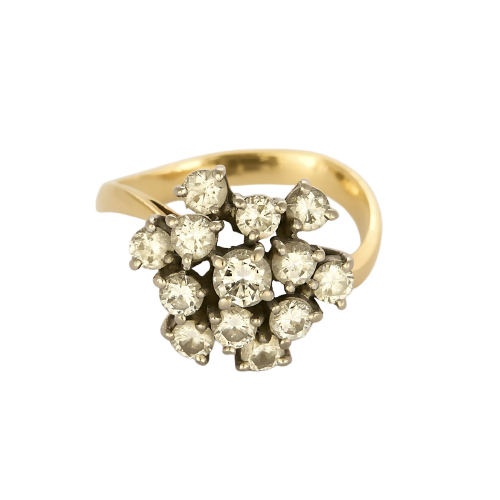 Bague rétro en or jaune et or blanc avec diamants