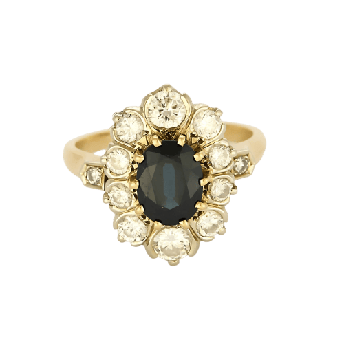 Bague 52 Bague marguerite en or jaune et or gris, saphir et diamants 58 Facettes B260245