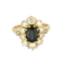 Bague marguerite en or jaune et or gris, saphir et diamants