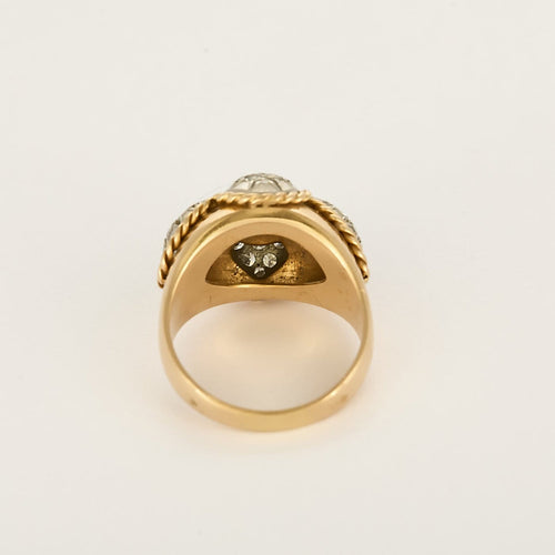 Bague 57 Bague Dôme en platine, or jaune et diamants 58 Facettes B260294