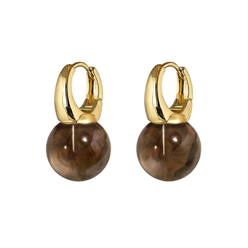 Boucles d'oreilles Jullie - Boucles d'oreilles boule en quartz brun 58 Facettes SER1038YG