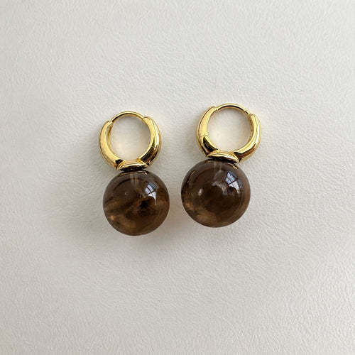 Boucles d'oreilles Jullie - Boucles d'oreilles boule en quartz brun 58 Facettes SER1038YG