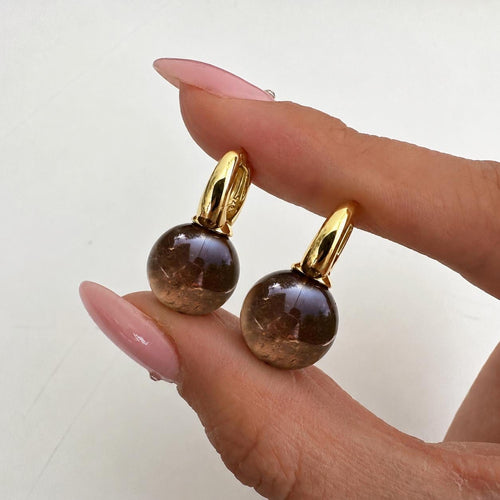 Boucles d'oreilles Jullie - Boucles d'oreilles boule en quartz brun 58 Facettes SER1038YG