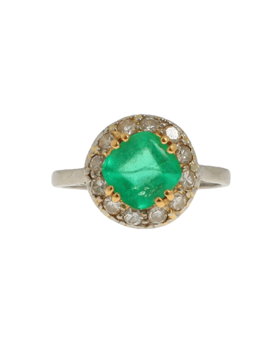 Art déco - Bague en platine, émeraude et diamants
