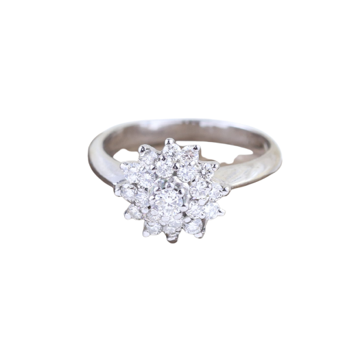 Bague marguerite en or blanc 18K et diamants